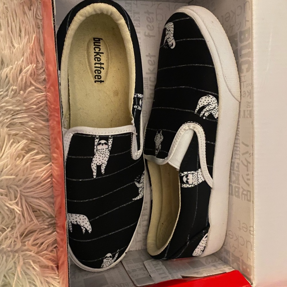 BucketFeet slip on Sloth  sneakers